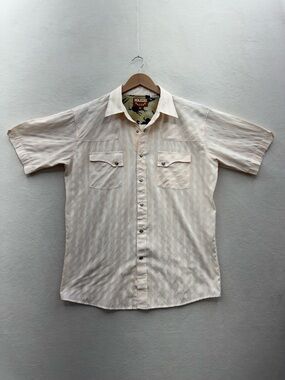 Maxini Premium Mens Large Short Sleeve Pearl Snap Button Down Cowboy Ranch
